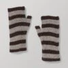 Stripe Fisherman Rib Fingerless Gloves | Coffee Bean/Natural -Novesta Store AGLTW02 coffeebeannatural 0