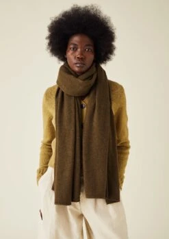 Cashmere Wool Wrap Scarf | Olive 7 Cashmere Wool Wrap Scarf | Olive -Novesta Store ASCTW19 2