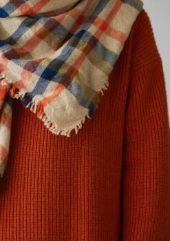 Allotment Check Boiled Wool Scarf | Ecru/Multi -Novesta Store ASCUS05 2