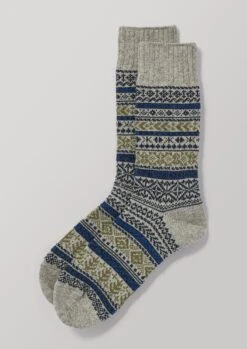 Chup Fair Isle Wool Socks | Grey
