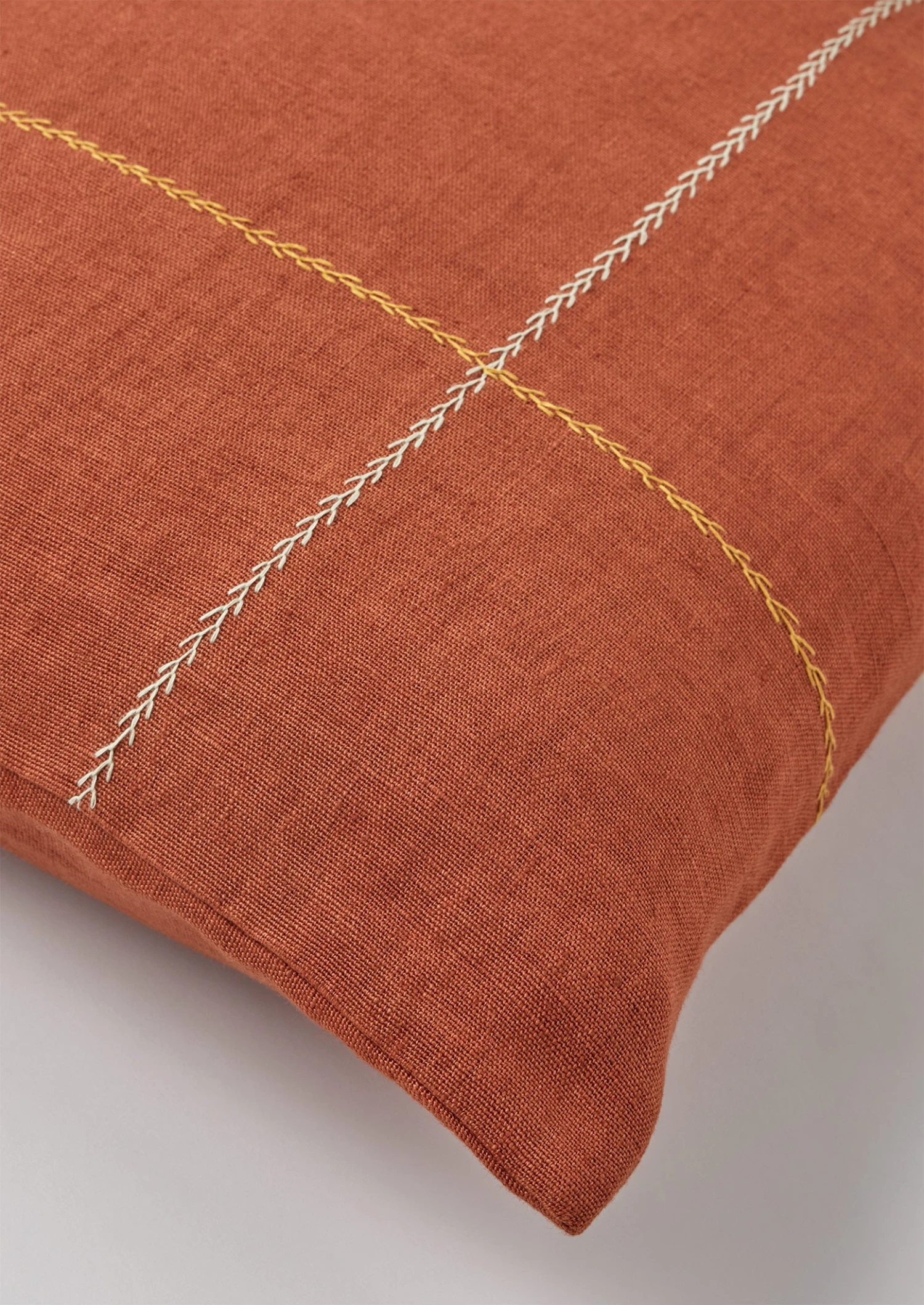 Square Herringbone Embroidered Cushion Cover | Spice 5 Square Herringbone Embroidered Cushion Cover | Spice - Image 3
