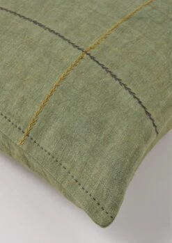 Square Herringbone Embroidered Cushion Cover | Sea Grass -Novesta Store HCUTS15 SEA GRASS 2