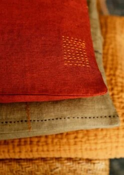 Square Herringbone Embroidered Cushion Cover | Spice 10 Square Herringbone Embroidered Cushion Cover | Spice -Novesta Store HCUTS15 d3