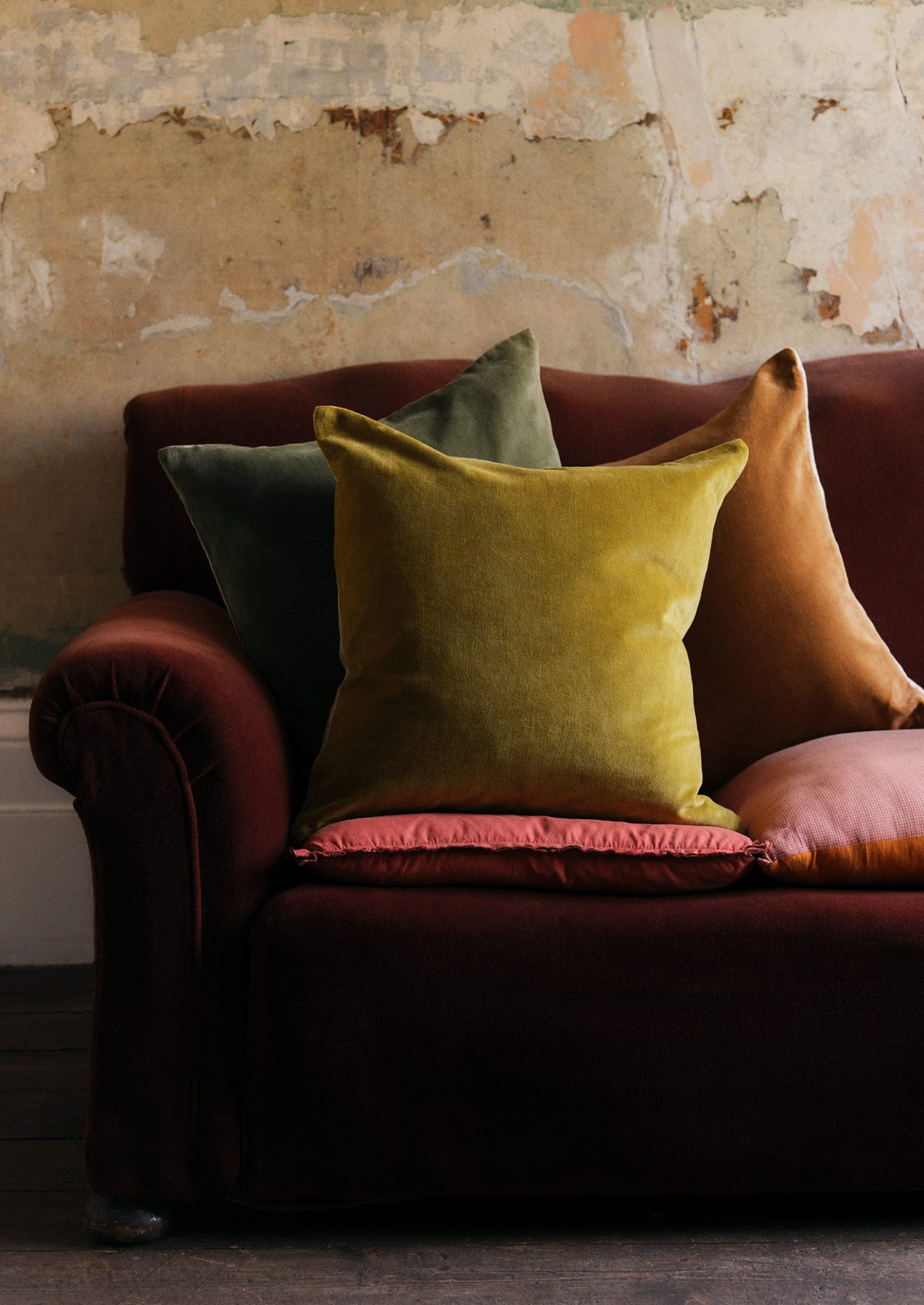 Square Velvet Cushion Cover | Pomelo/Natural 4 Square Velvet Cushion Cover | Pomelo/Natural - Image 2