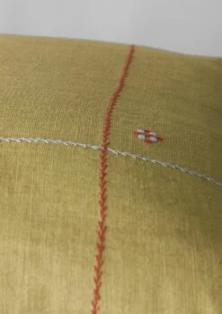 Embroidered Linen Square Cushion Cover | Flax -Novesta Store HCUUS06 5