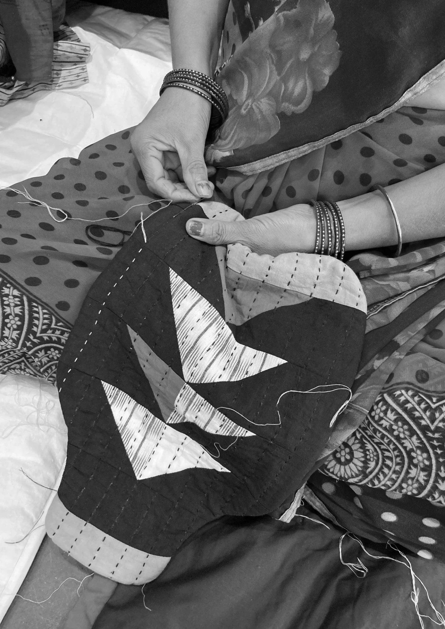 Patchwork Hot Water Bottle Cover | Twilight/Olive 6 Patchwork Hot Water Bottle Cover | Twilight/Olive - Image 4