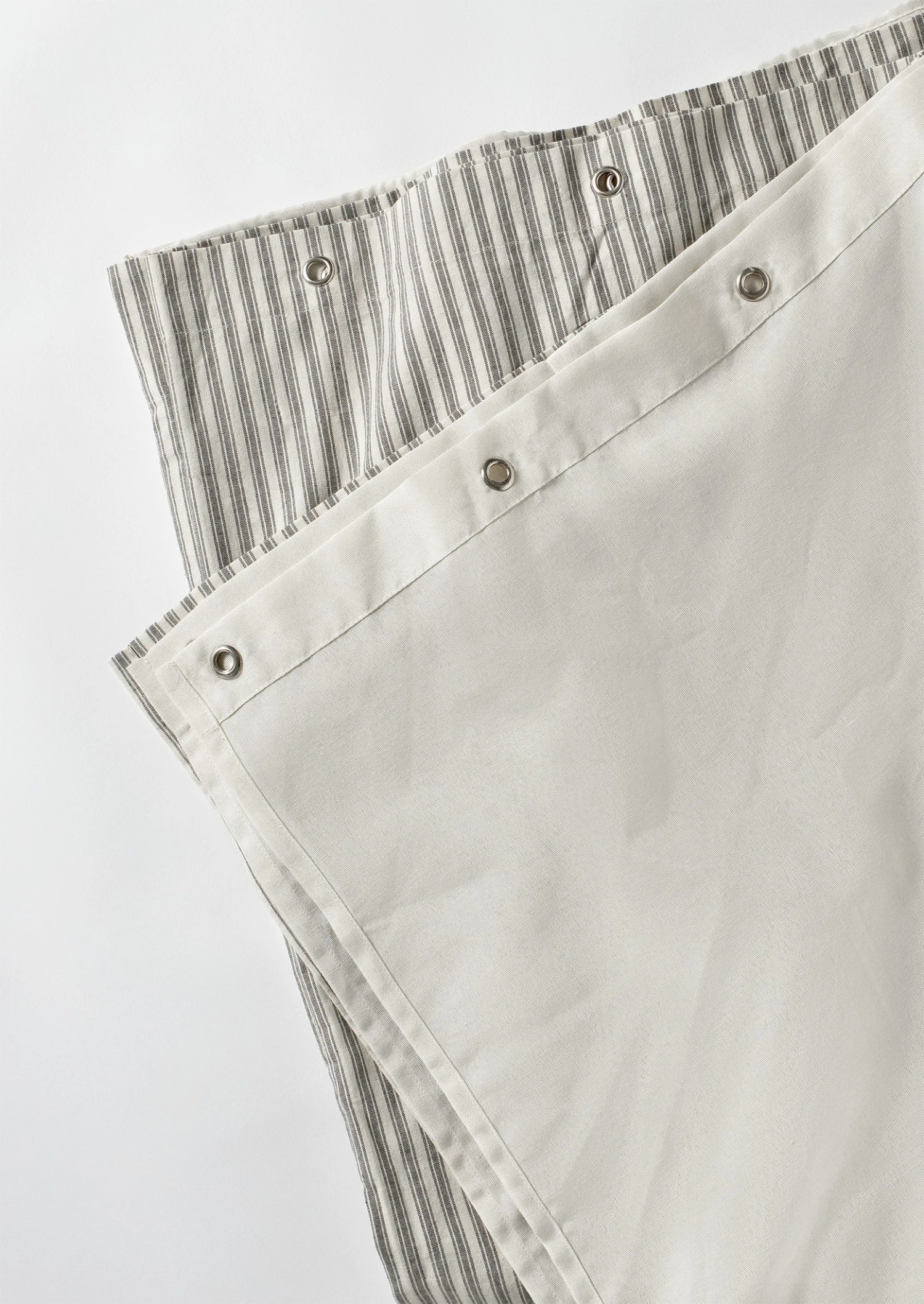 Organic Ticking Stripe Shower Curtain | Ecru/Graphite 6 Organic Ticking Stripe Shower Curtain | Ecru/Graphite - Image 4
