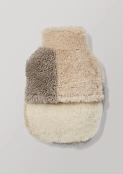 Patched Sheepskin Hot Water Bottle Cover | Ecru/Mole -Novesta Store HHATW02 2