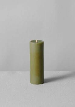 Skar Organics Dyed Beeswax Pillar Candle | Matcha