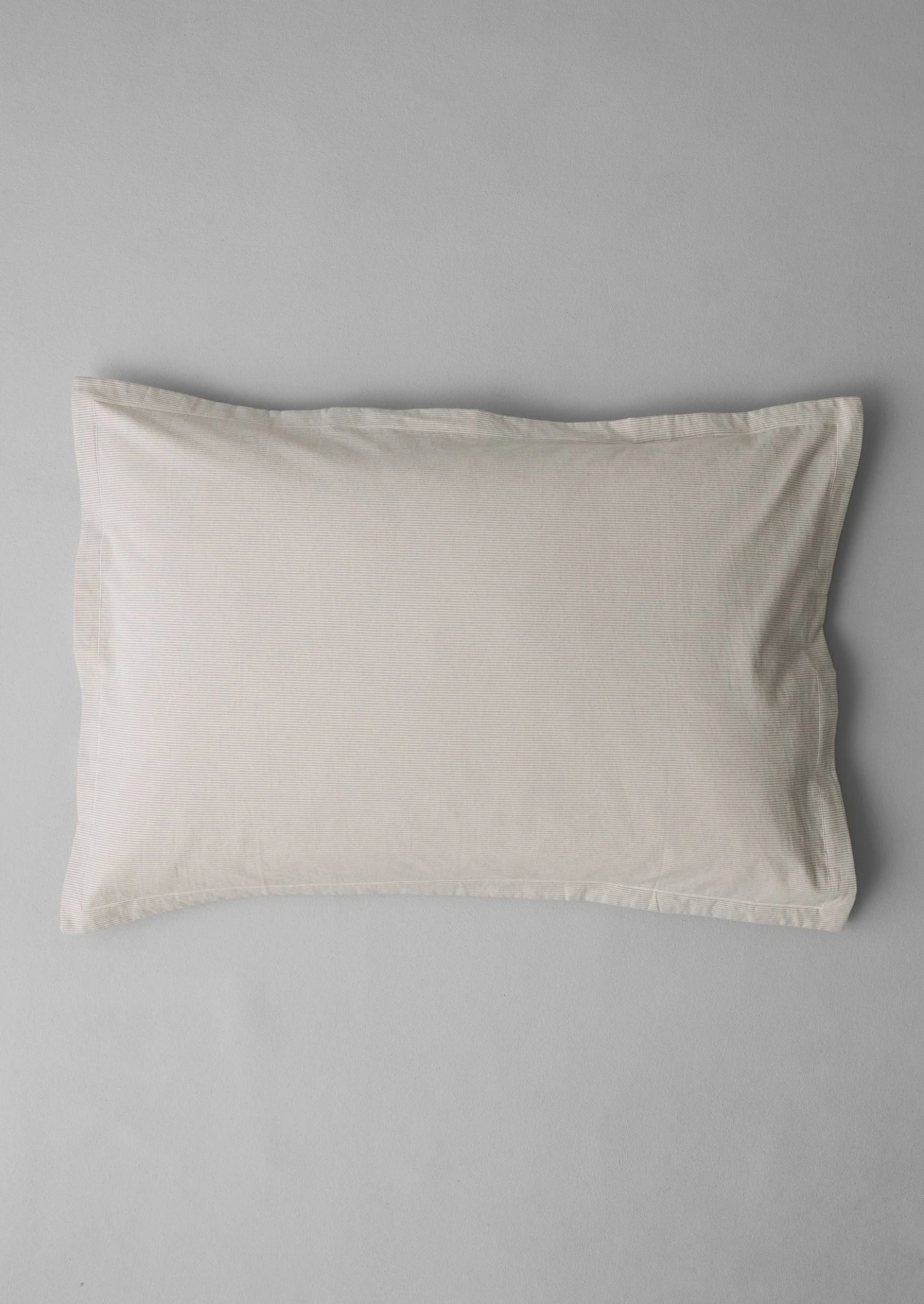 Fine Stripe Cotton Oxford Pillowcase Set | Ecru/Smoke Blue 3 Fine Stripe Cotton Oxford Pillowcase Set | Ecru/Smoke Blue