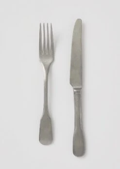 Stonewashed Small Knife And Fork Set | Silver