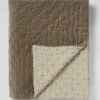 Hand Quilted Velvet Throw | Soft Mole/Natural -Novesta Store HTQSS13 SoftMoleNatural