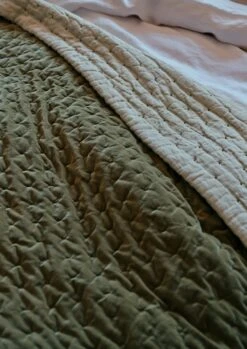 Hand Quilted Velvet Throw | Green Bark -Novesta Store HTQSW19 3