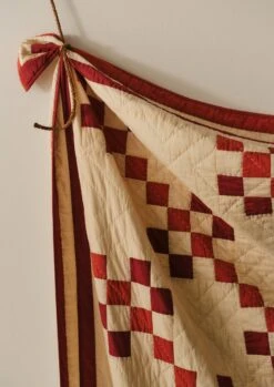 Geo Block Patchwork Cotton Quilt | Clay Red/Deep Coral -Novesta Store HTQTS02 2