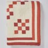Geo Block Patchwork Cotton Quilt | Clay Red/Deep Coral -Novesta Store HTQTS02 clayreddeepcoral