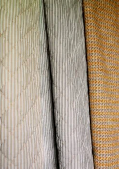 Organic Cotton Ticking Stripe Quilt | Soft Grey/Straw -Novesta Store HTQTW08 3