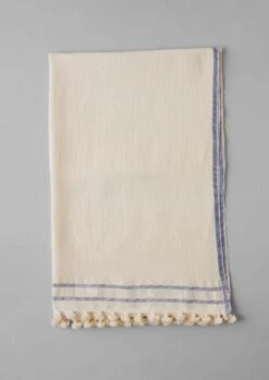Hand Woven Cotton Bath Towel | Chalk/Azure