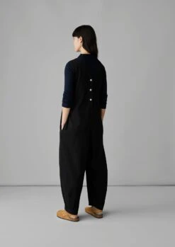 V-Neck Cotton Jersey Jumpsuit | Washed Black -Novesta Store LAOTS02 4