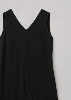 V-Neck Cotton Jersey Jumpsuit | Washed Black -Novesta Store LAOTS02 D1