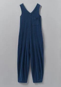V-Neck Organic Cotton Jersey Jumpsuit | Washed Indigo