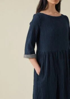 Freya Stripe Crinkle Cotton Dress | Navy 11 Freya Stripe Crinkle Cotton Dress | Navy -Novesta Store LDRTW08 3 20446702 90d9 4bd1 b06d 88be2a27dca5