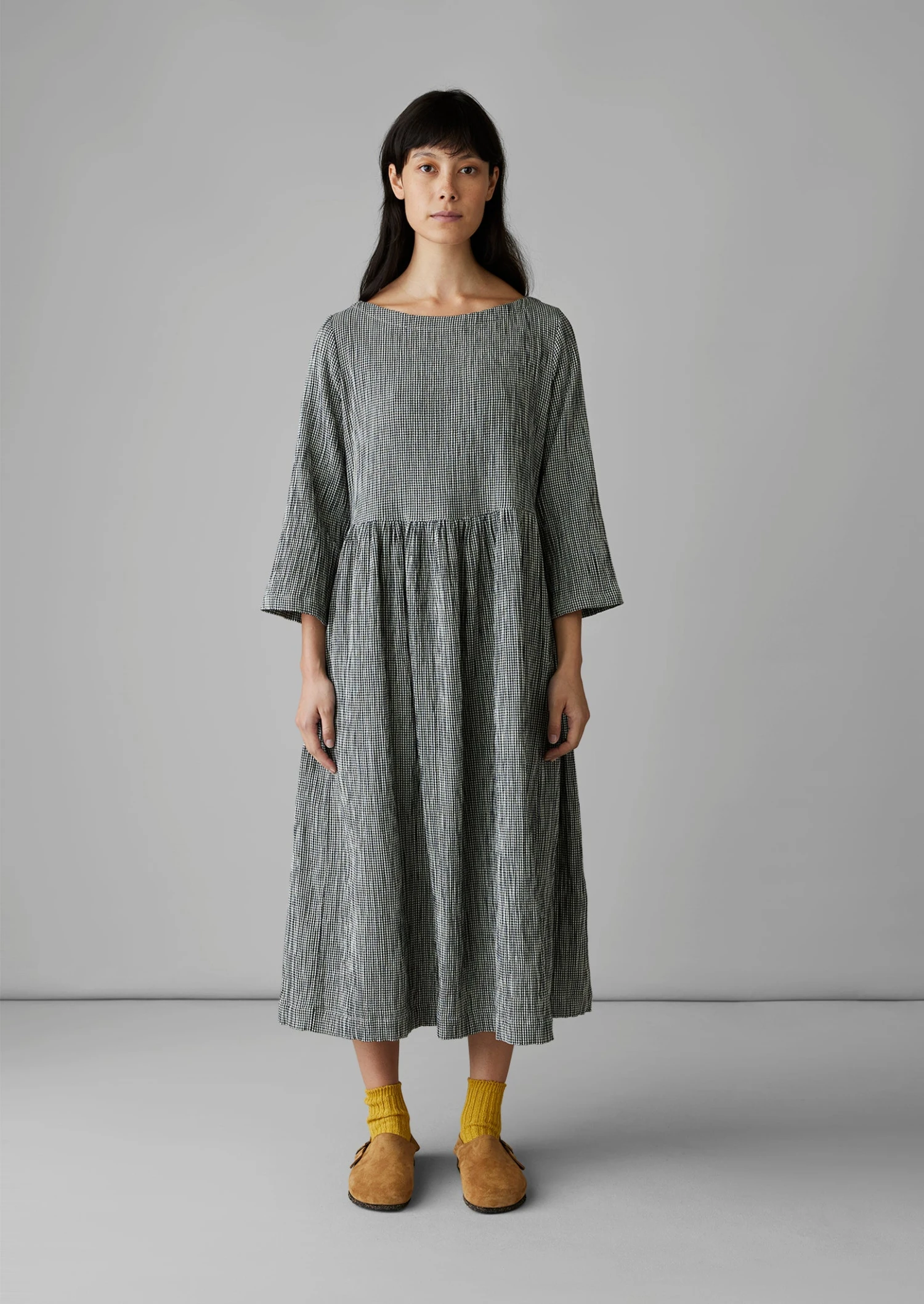 Freya Crinkle Cotton Gingham Dress | Black/Ecru 4 Freya Crinkle Cotton Gingham Dress | Black/Ecru - Image 2