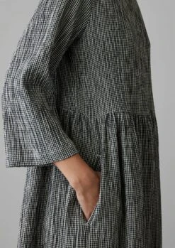 Freya Crinkle Cotton Gingham Dress | Black/Ecru 10 Freya Crinkle Cotton Gingham Dress | Black/Ecru -Novesta Store LDRUS03 2