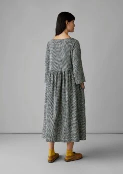 Freya Crinkle Cotton Gingham Dress | Black/Ecru 12 Freya Crinkle Cotton Gingham Dress | Black/Ecru -Novesta Store LDRUS03 4