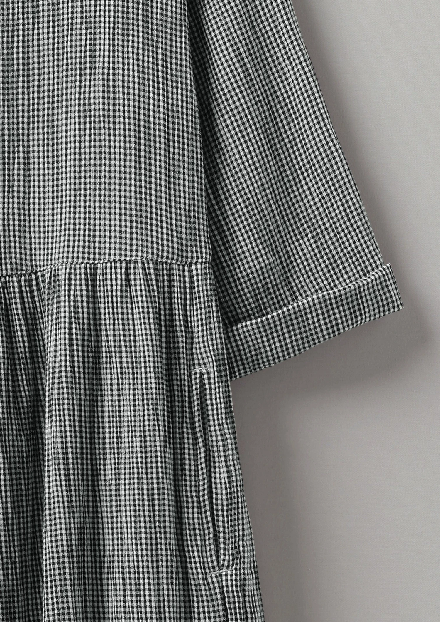 Freya Crinkle Cotton Gingham Dress | Black/Ecru 8 Freya Crinkle Cotton Gingham Dress | Black/Ecru - Image 6