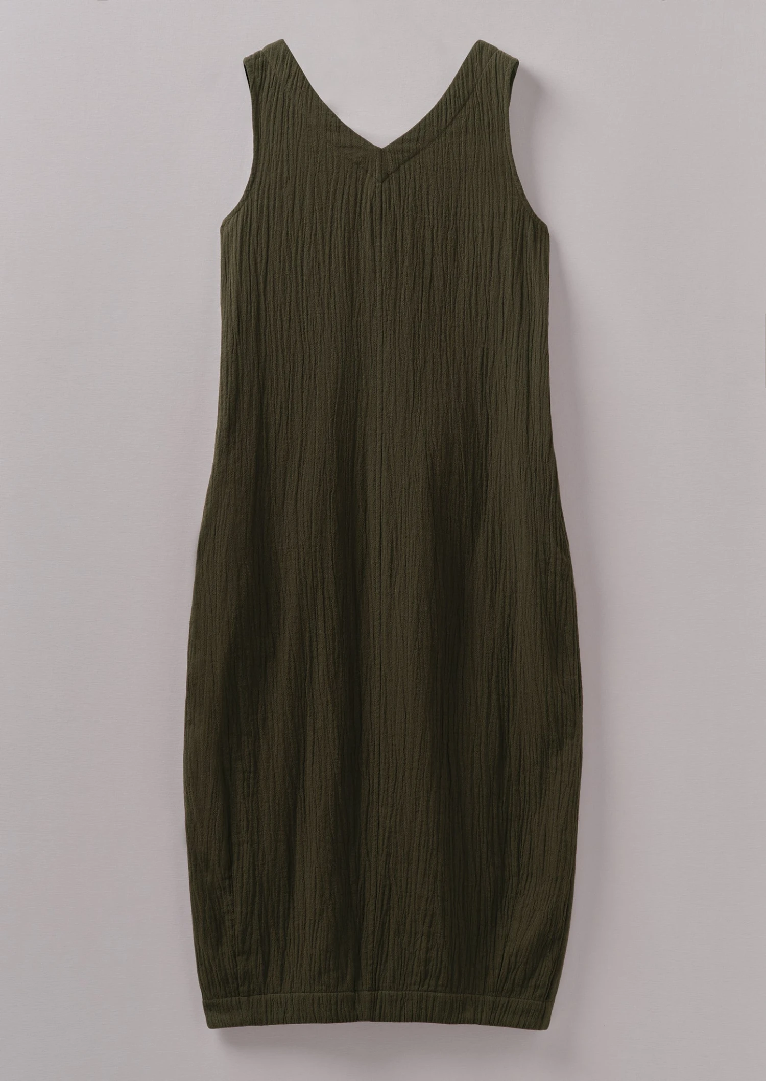 V-Neck Crinkle Cotton Dress | Darkest Olive 3 V-Neck Crinkle Cotton Dress | Darkest Olive