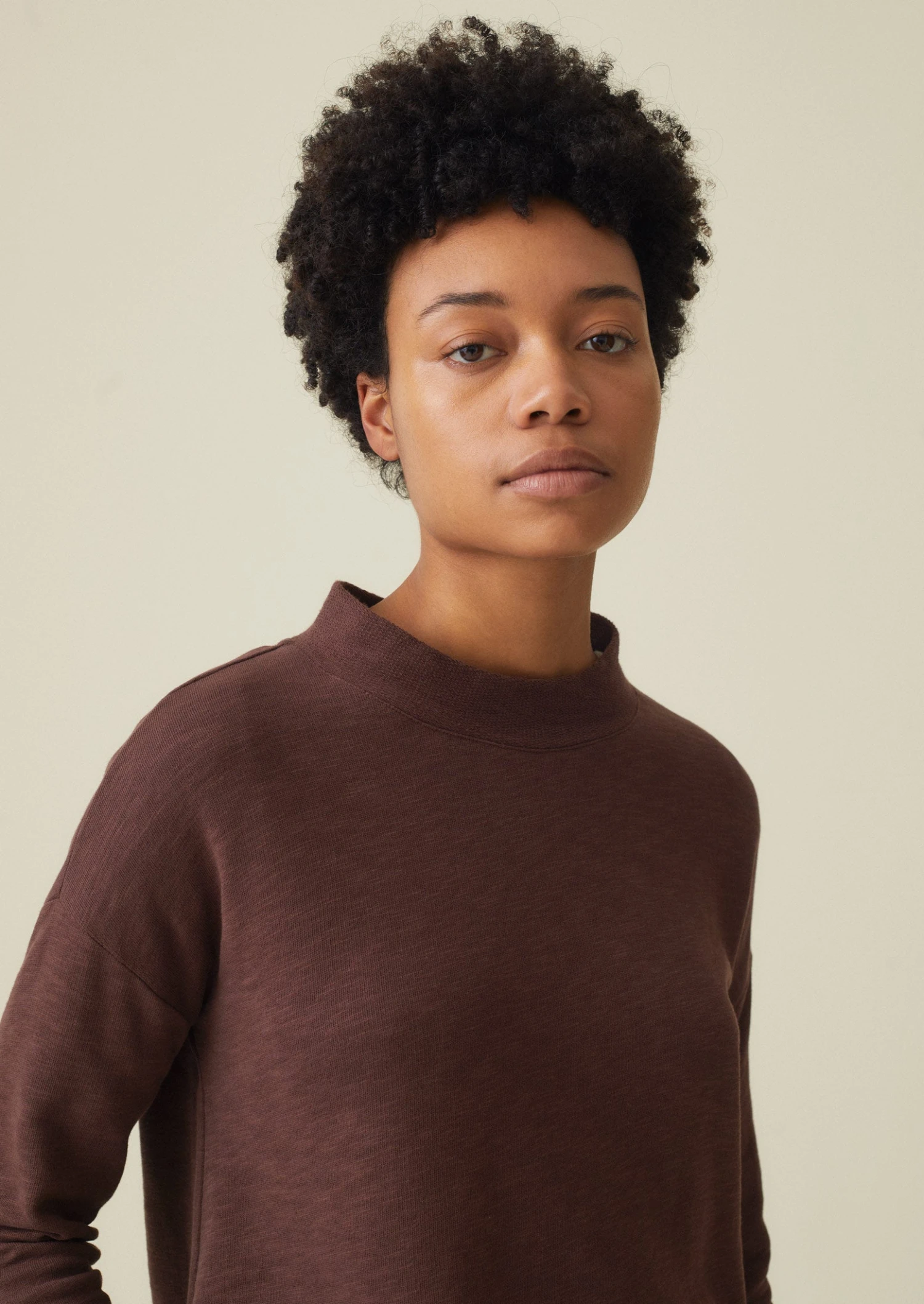 Loop Back Jersey Easy Sweater | Mulberry 4 Loop Back Jersey Easy Sweater | Mulberry - Image 2