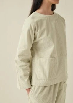 Button Shoulder Organic Cord Smock | Limestone -Novesta Store LLTTW07 3