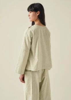 Button Shoulder Organic Cord Smock | Limestone -Novesta Store LLTTW07 4