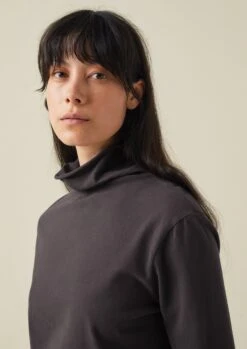 High Neck Soft Cotton Tee | Soft Charcoal -Novesta Store LLTTW09 3