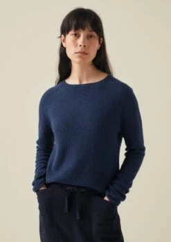 Wool Cashmere Neat Sweater | Midnight -Novesta Store LLTTW11 9