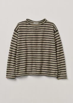 Stripe Alpaca Wool Sweater | Ecru/Charcoal