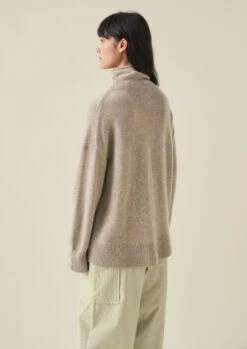 Roll Neck Wool Cashmere Sweater | Oatmeal -Novesta Store LLTTW17 5copy