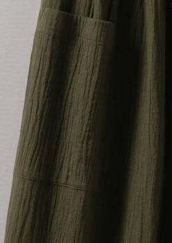 Crinkle Organic Cotton Patch Pocket Skirt | Darkest Olive -Novesta Store LSKUS02 6