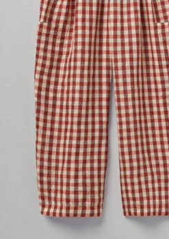 Gingham Linen Patch Pocket Trousers | Blush -Novesta Store LTRTS08 D1