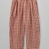 Gingham Linen Patch Pocket Trousers | Blush