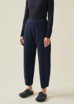 Boiled Wool Pull On Trousers | Navy -Novesta Store LTRTW09 3