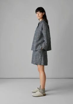 Asawa Check Linen Shorts | Charcoal -Novesta Store LTRUS06 3