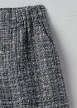 Asawa Check Linen Shorts | Charcoal -Novesta Store LTRUS06 4