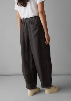 Side Pocket Garment Dyed Linen Trousers | Black Coffee -Novesta Store LTRUS17 13