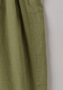 Side Pocket Garment Dyed Linen Trousers | Olive Oil -Novesta Store LTRUS17 4