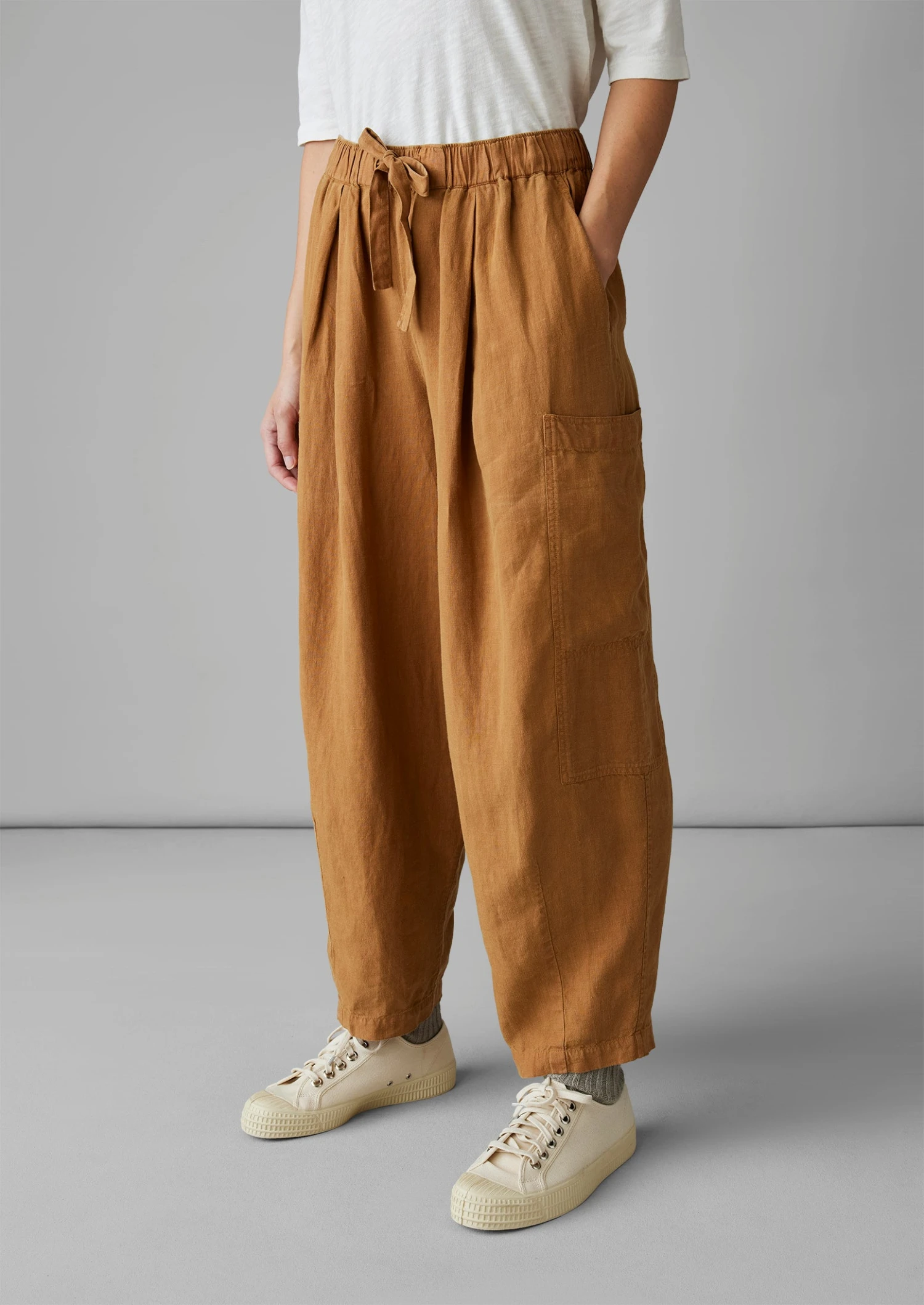 Side Pocket Garment Dyed Linen Trousers | Caramel 4 Side Pocket Garment Dyed Linen Trousers | Caramel - Image 2