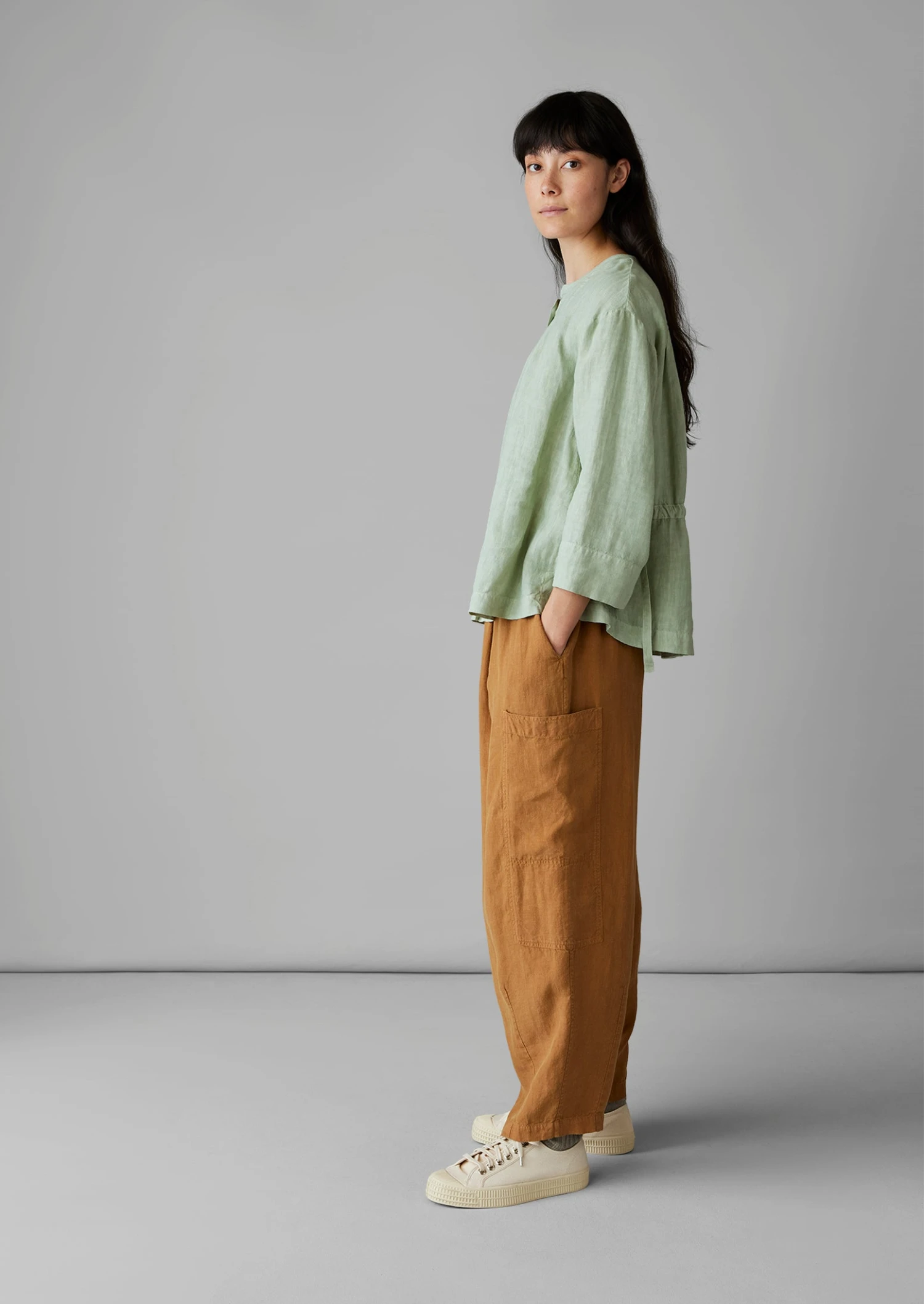 Side Pocket Garment Dyed Linen Trousers | Caramel 6 Side Pocket Garment Dyed Linen Trousers | Caramel - Image 4