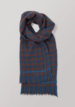 Moismont Check Wool Scarf | Blue