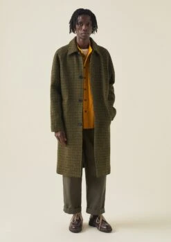Houndstooth Wool Raglan Coat | Mustard/Multi -Novesta Store MCOTW04 3
