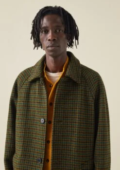 Houndstooth Wool Raglan Coat | Mustard/Multi -Novesta Store MCOTW04 4